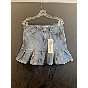 RE Generation by celebrity pink Pleated Hem Denim Ruffle Skirt Y2K
